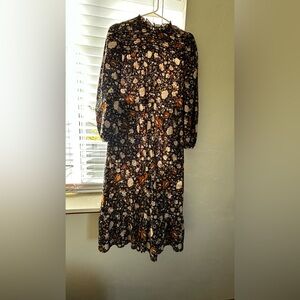 Universal Thread Black and Brown Floral Long Sleeve Dress